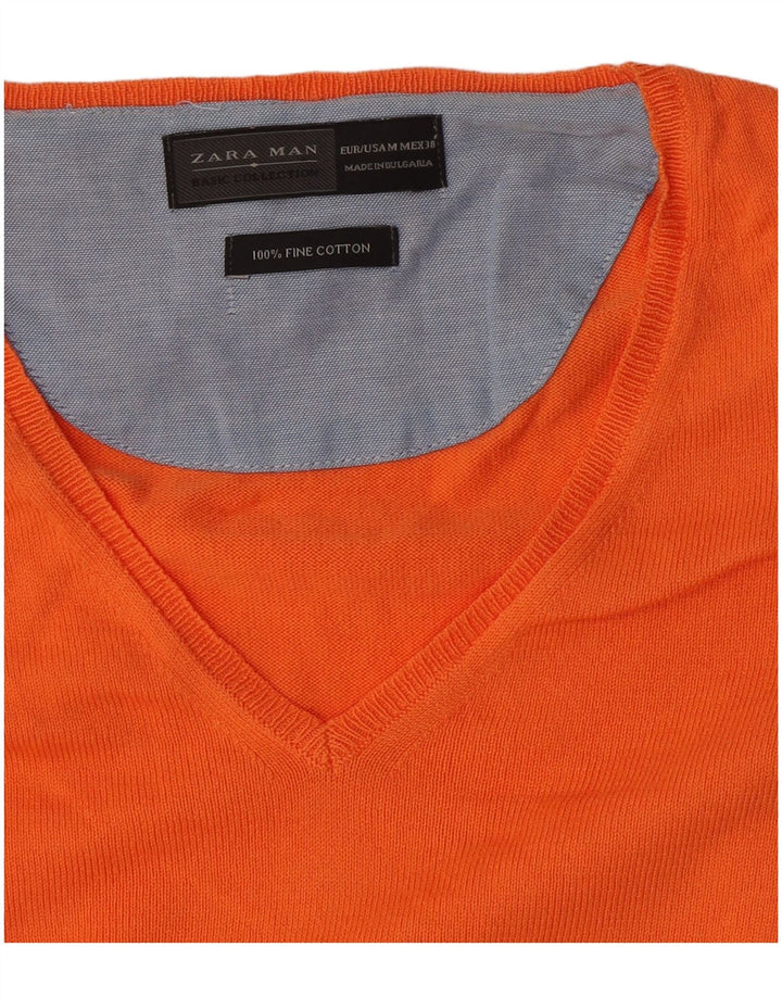 Zara Herre V-hals sweater Medium Orange Bomuld
