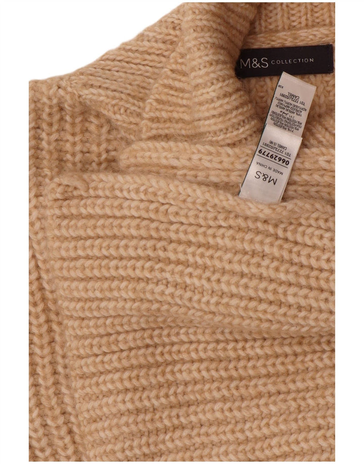 MARKS & SPENCER Dame Crop Ærmeløs Poncho Jumper UK 10 Small Beige