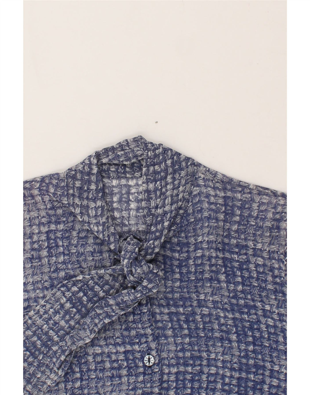 VINTAGE Womens Front Tie Shirt Blouse UK 12 Medium Blue Check Vintage Vintage and Second-Hand Vintage from Messina Hembry 