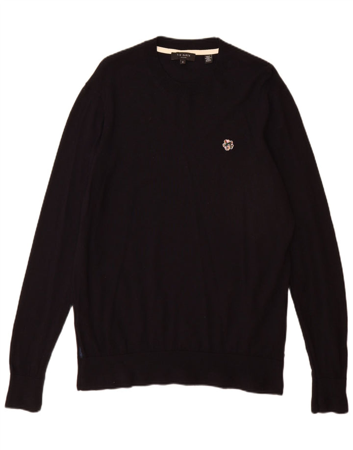 Ted Baker dame sweater med rund hals str. 5 XL marineblå uld