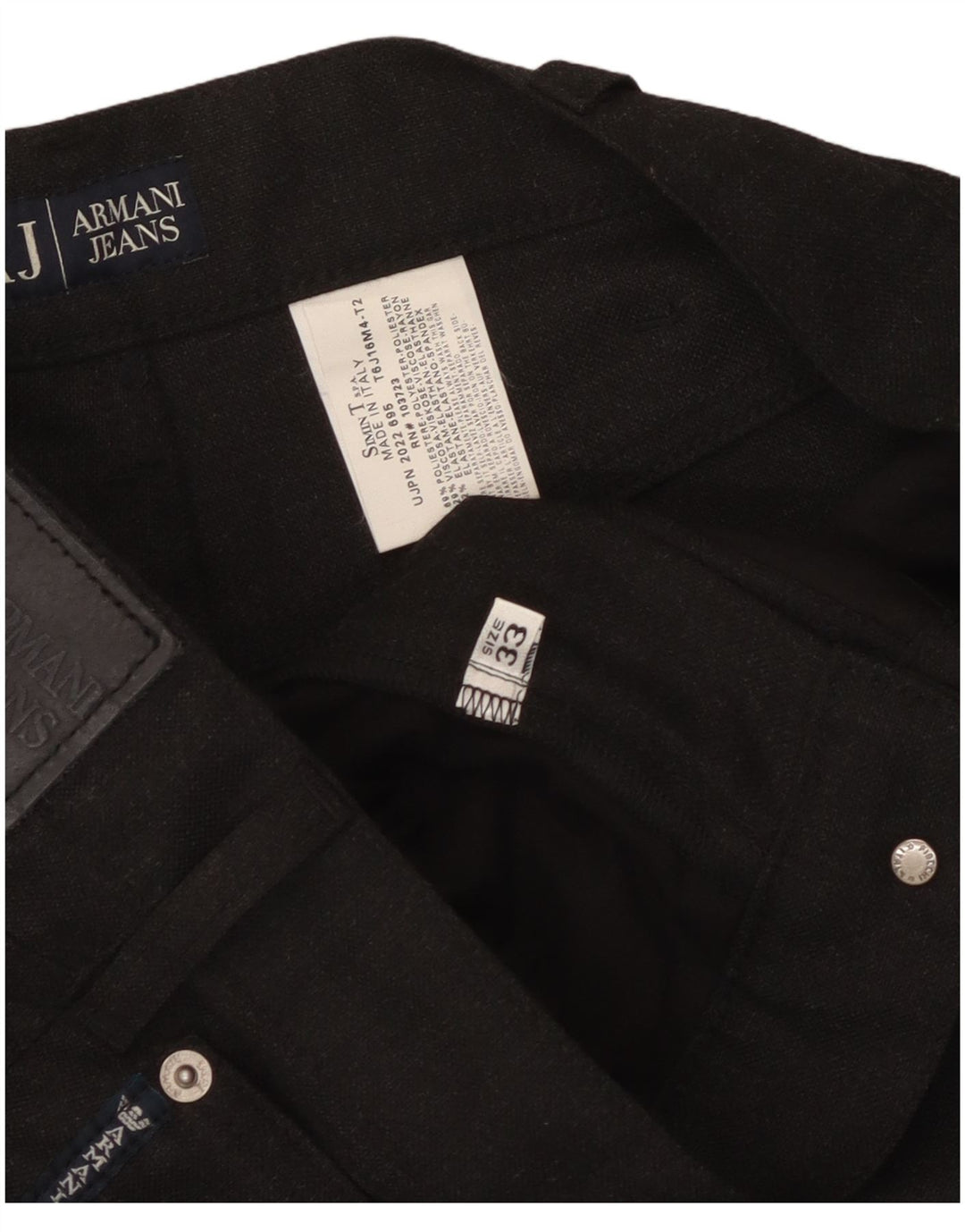 Armani Lige Casual bukser til mænd W33 L29 sort polyester