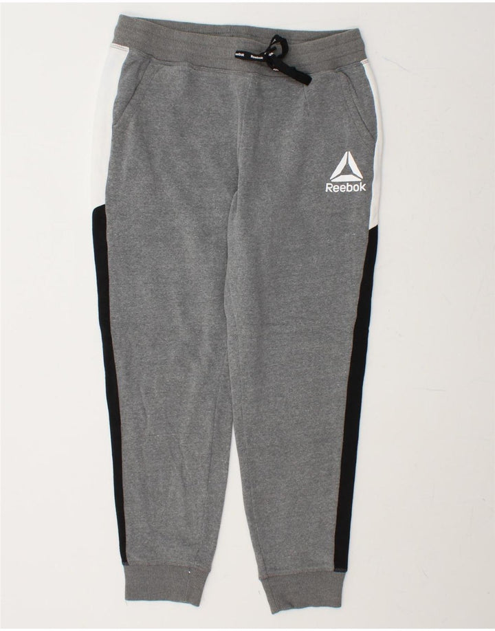 REEBOK Womens Tracksuit Trousers Joggers UK 14 Medium  Grey Colourblock Vintage Reebok and Second-Hand Reebok from Messina Hembry 