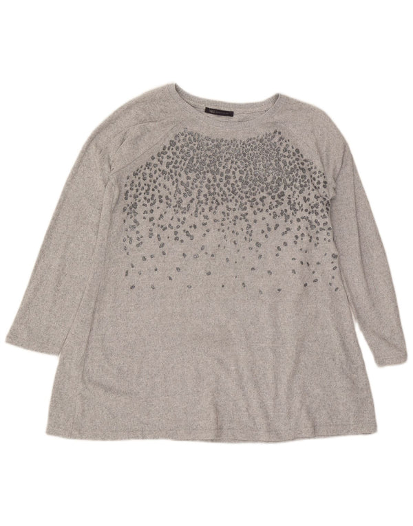 Marks & Spencer Dame Langærmet Tunika Top UK 16 Stor Grå Polyester