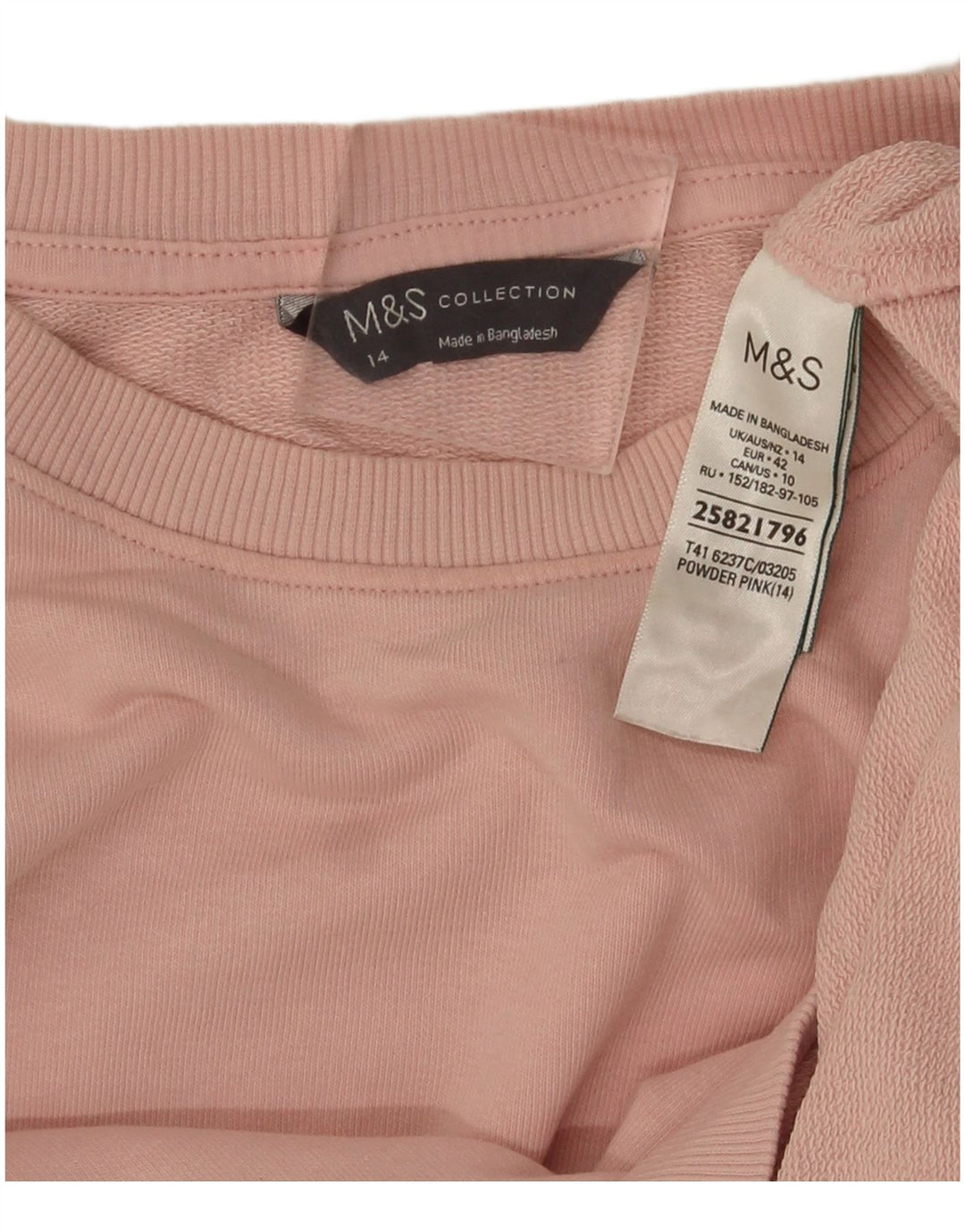 Marks & Spencer Dame Sweatshirt Jumper UK 14 Large Pink Bomuld