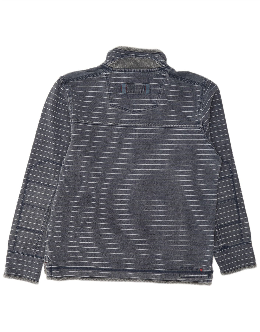 Fedt ansigt herre lynlås-hals sweater jumper mellem marineblå stribet bomuld