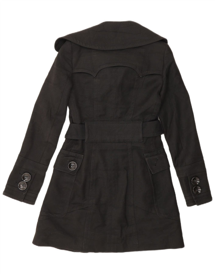 Zara Dame Overfrakke UK 12 Medium Sort Bomuld