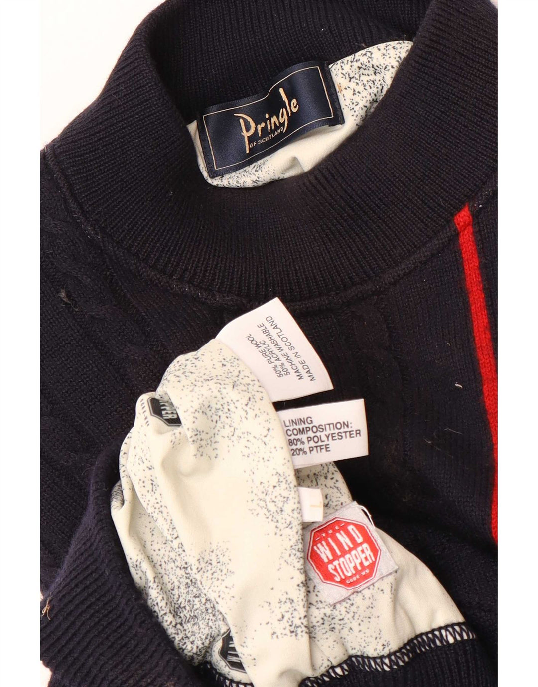 Pringle Herre Turtle Neck Jumper Sweater Stor Marineblå Stribet Uld