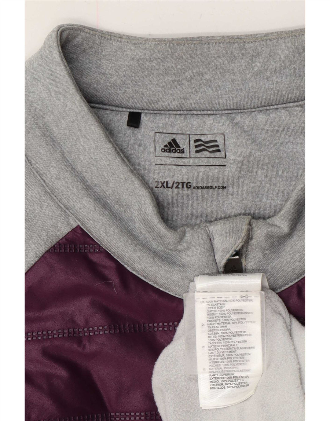 Adidas Herre Zip Neck Pullover Træningsdragt Top 2XL Grå Colourblock Polyester
