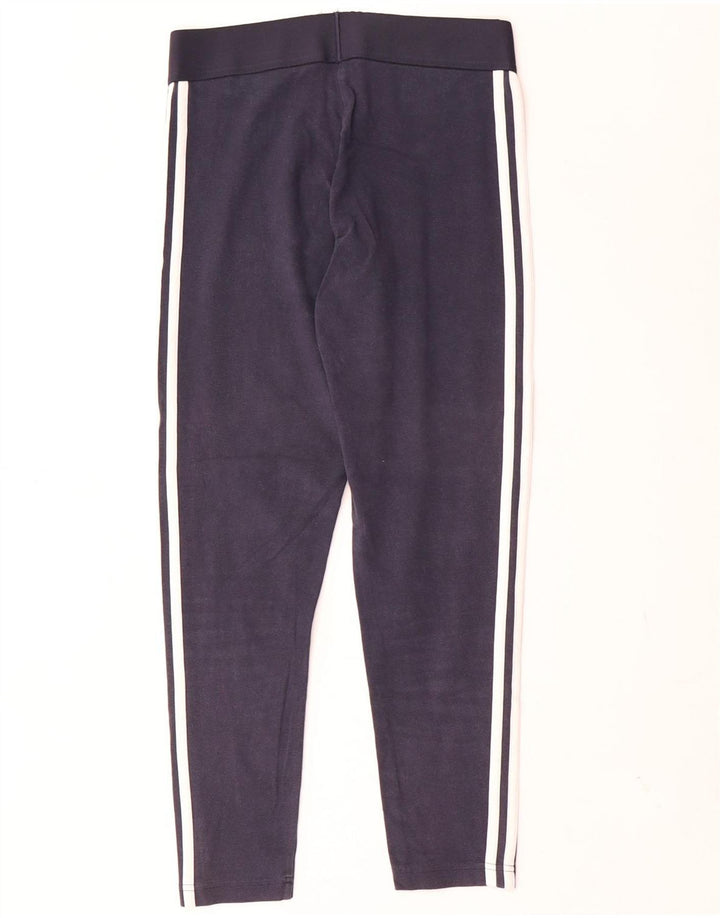 Adidas Dame Leggings UK 12/14 Medium Navy Blue Bomuld