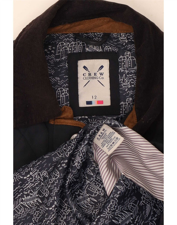 Crew Clothing Dame Quilted Jacket UK 12 Medium Navy Blue Polyester
