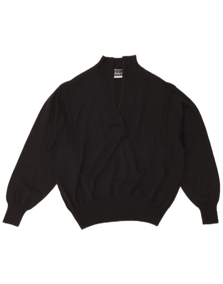 Luisa Spagnoli Dame Turtle Neck Jumper Sweater UK 16 Large Black Wool