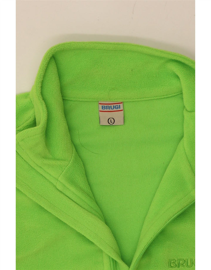 BRUGI Womens Zip Neck Fleece Jumper UK 16 Large Green Polyester Vintage Brugi and Second-Hand Brugi from Messina Hembry 
