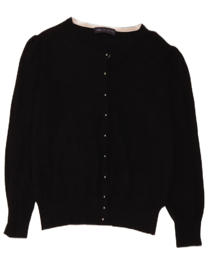 Marks & Spencer Dame Cardigan Sweater UK 14 Medium Black Viscose