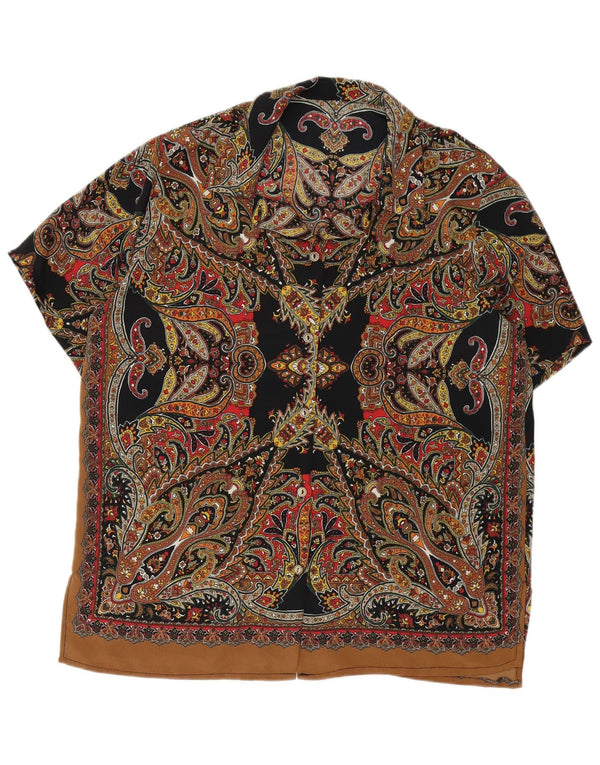 Vintage kortærmet skjorte til kvinder UK 18 XL flerfarvet Paisley