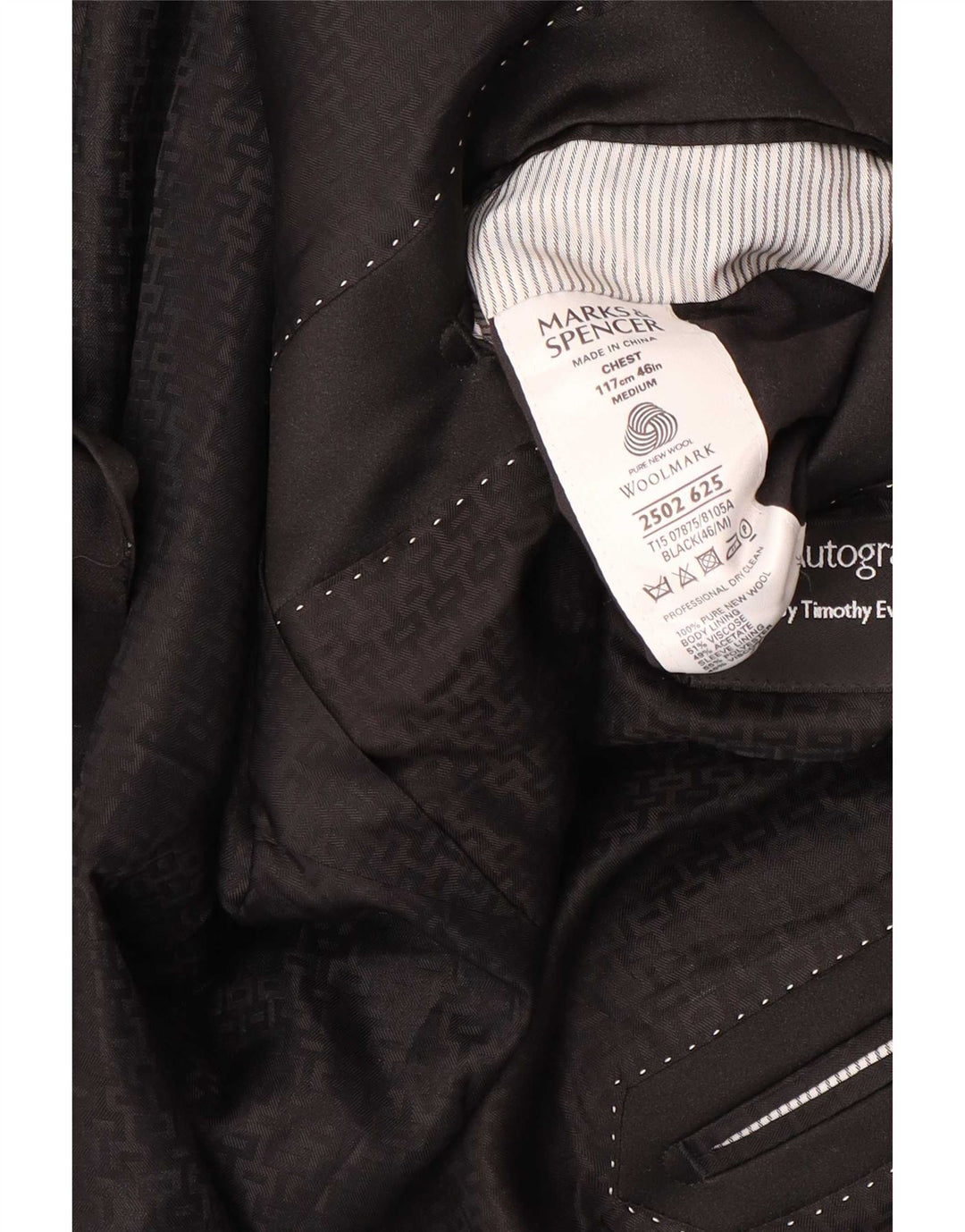 Marks & Spencer Herre 1-knap blazerjakke UK 46 XL Sort Ny uld
