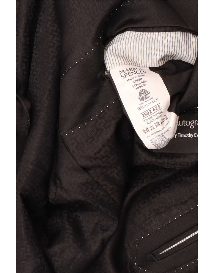 Marks & Spencer Herre 1-knap blazerjakke UK 46 XL Sort Ny uld