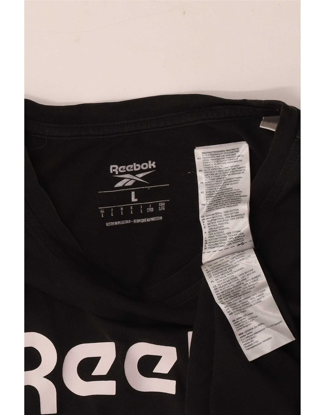 Reebok Herre grafisk T-shirt Top Stor sort bomuld