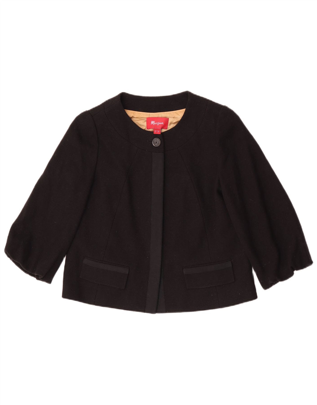 Monsoon Womens 3/4-ærmet Bolero-jakke UK 10 Small Black Wool