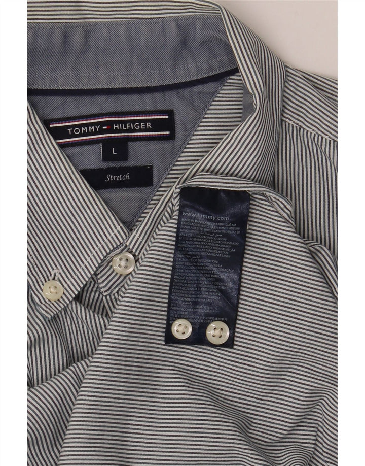 TOMMY HILFIGER Herreskjorte Stor blå nålestribet bomuld