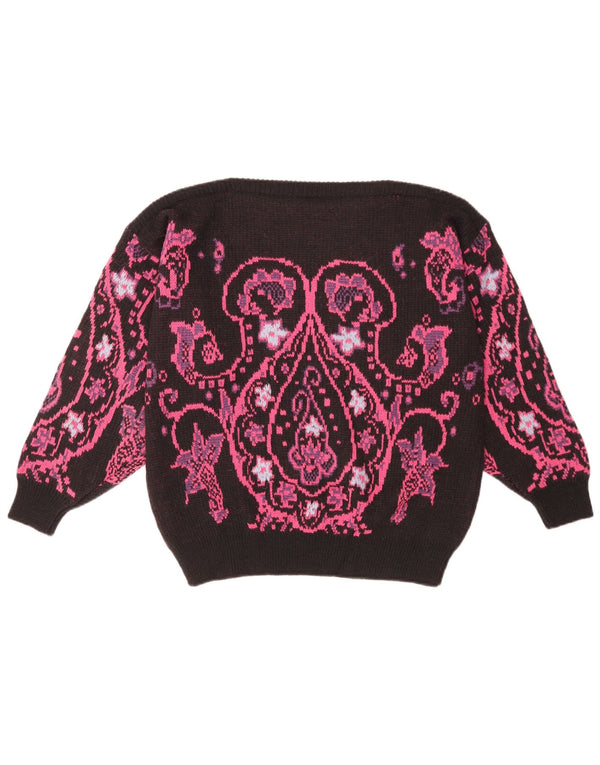 Charles Vogele Dame Boat Neck Jumper Sweater EU 40 Medium Sort Paisley