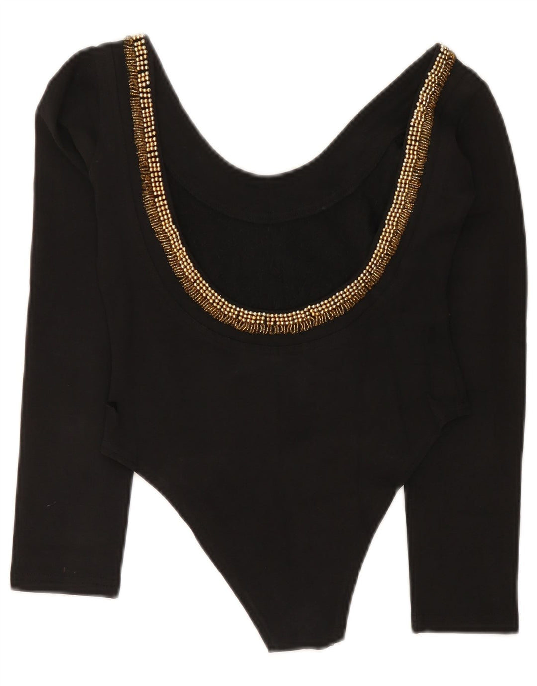 Vintage langærmet bodysuit til kvinder UK 12 Mellem sort bomuld