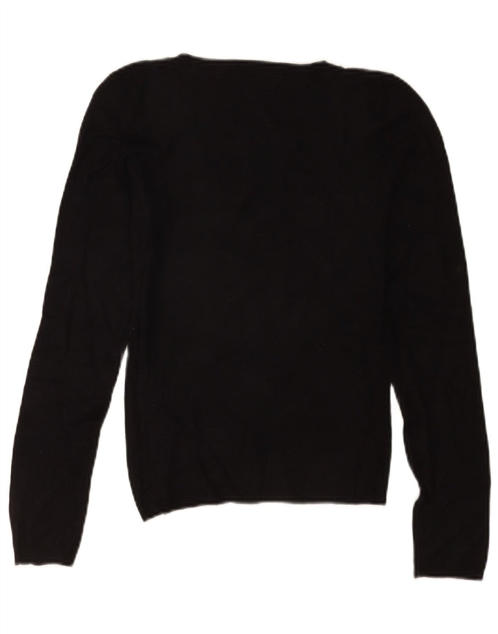 Zara Dame V-hals sweater UK 8 Small Black Rayon