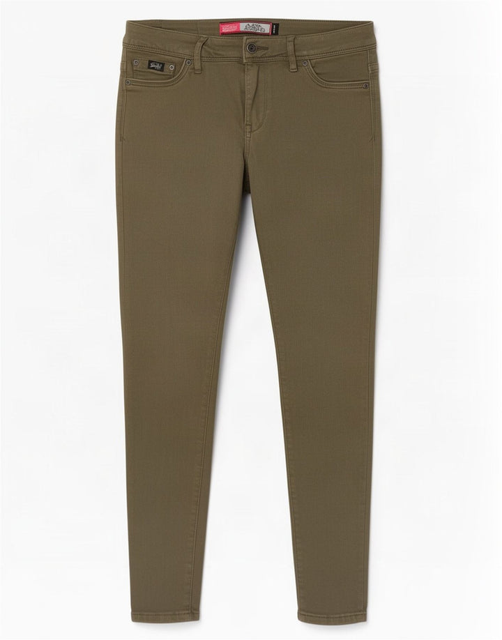 Superdry Dame Alexia Jegging Jeans W30 L32 Khaki Bomuld