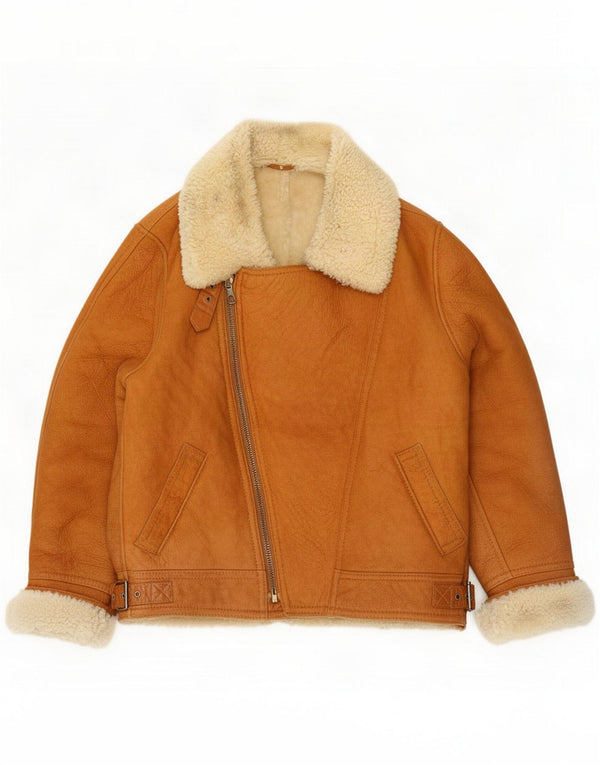 Vintage Mens Shearling Jacket IT 52 XL Beige