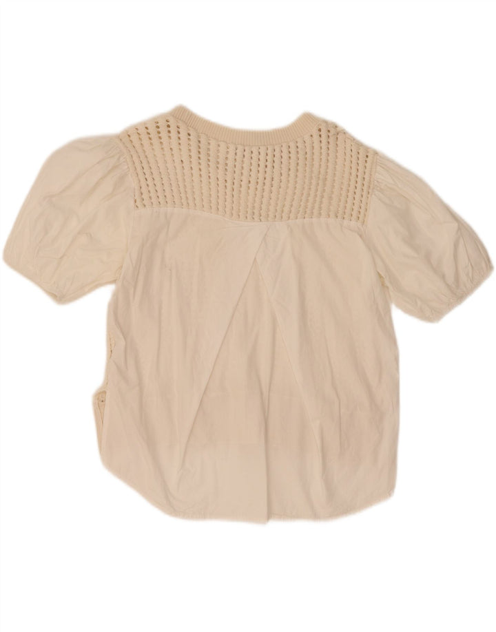 Zara hæklet bluse top UK 14 Medium hvid bomuld