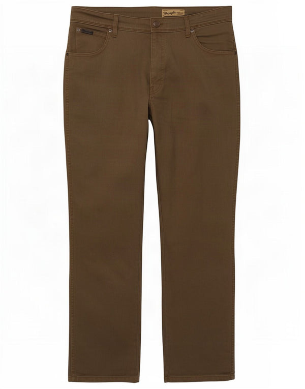 Wrangler Herre Texas Stretch Lige Casual Bukser W36 L32 Brun Bomuld