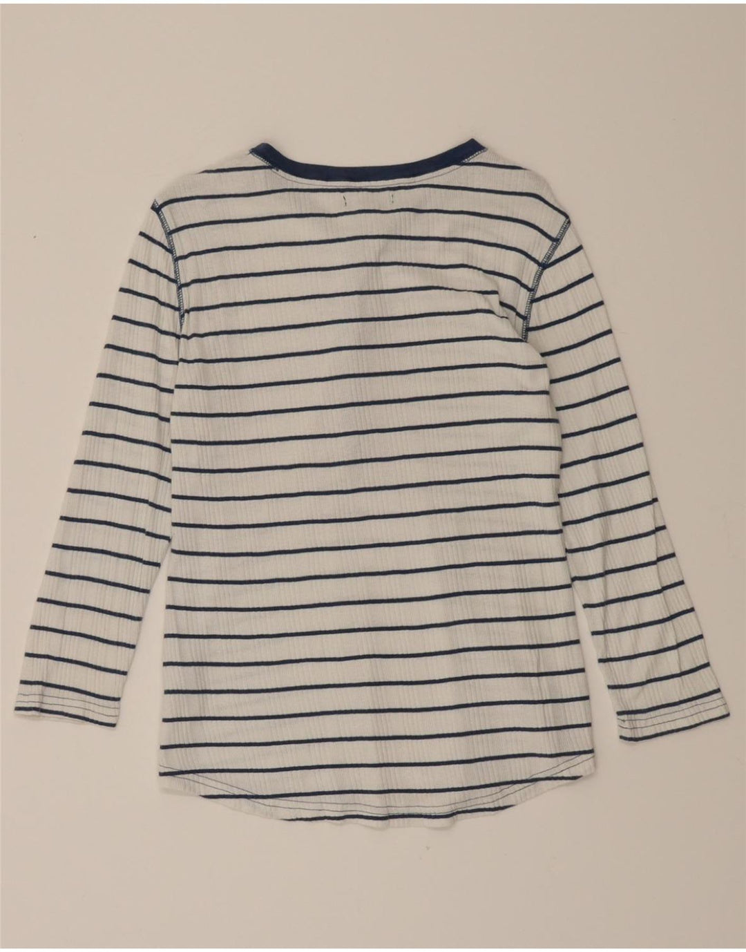 CHAPS Womens Top 3/4 Sleeve UK 12 Medium White Striped Cotton Vintage Chaps and Second-Hand Chaps from Messina Hembry 