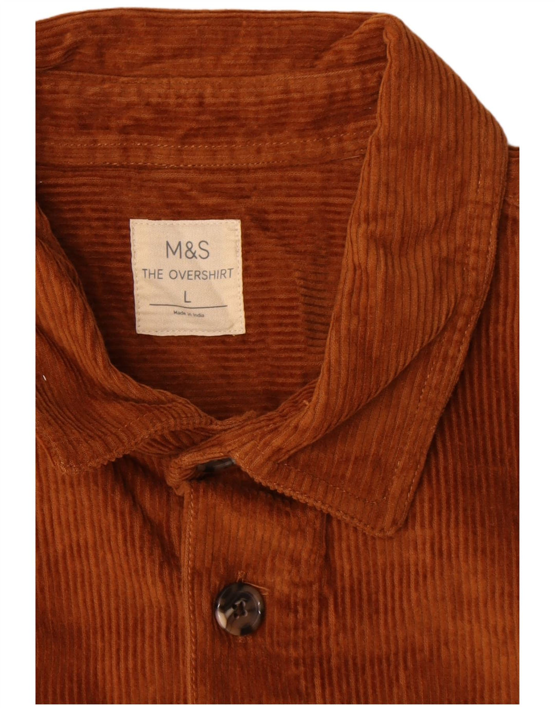 Marks & Spencer Herre Overshirt Corduroy Skjorte Stor brun bomuld