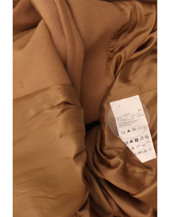 Benetton Dame Dobbeltradet Frakke IT 44 Medium Beige Uld