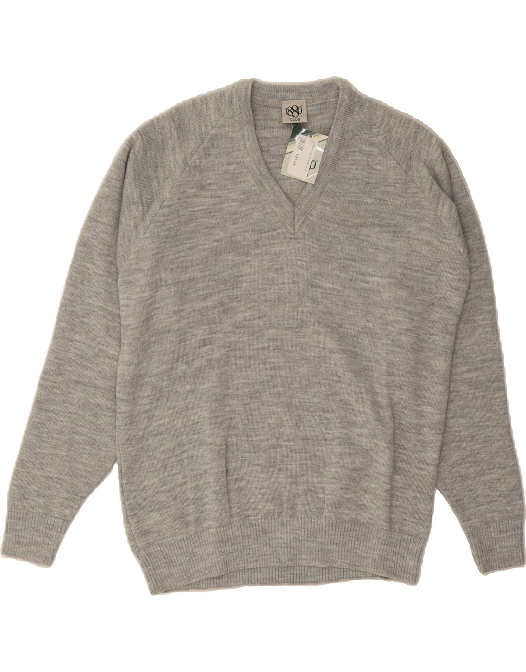 VINTAGE Mens V-Neck Jumper Sweater IT 40 Medium Grey Flecked Acrylic Vintage Vintage and Second-Hand Vintage from Messina Hembry 