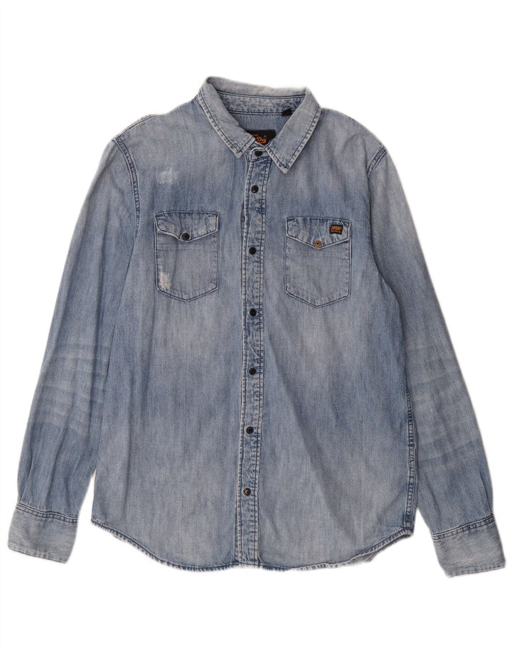 Superdry denimskjorte til mænd XL blå bomuld