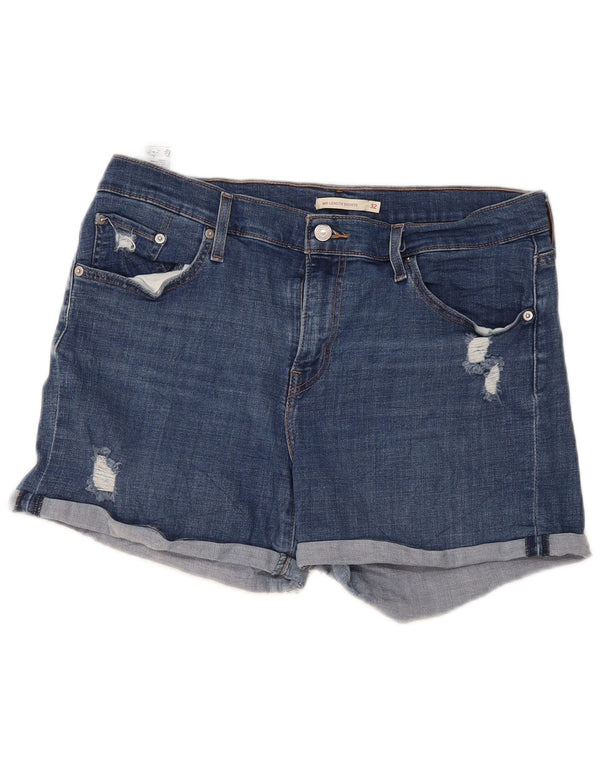 Levi's Dame Distressed Denim Shorts W32 Large Blue Cotton