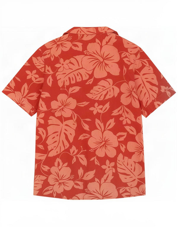 Vintage Mens Hawaiian Short Sleeve Shirt Medium Red Floral
