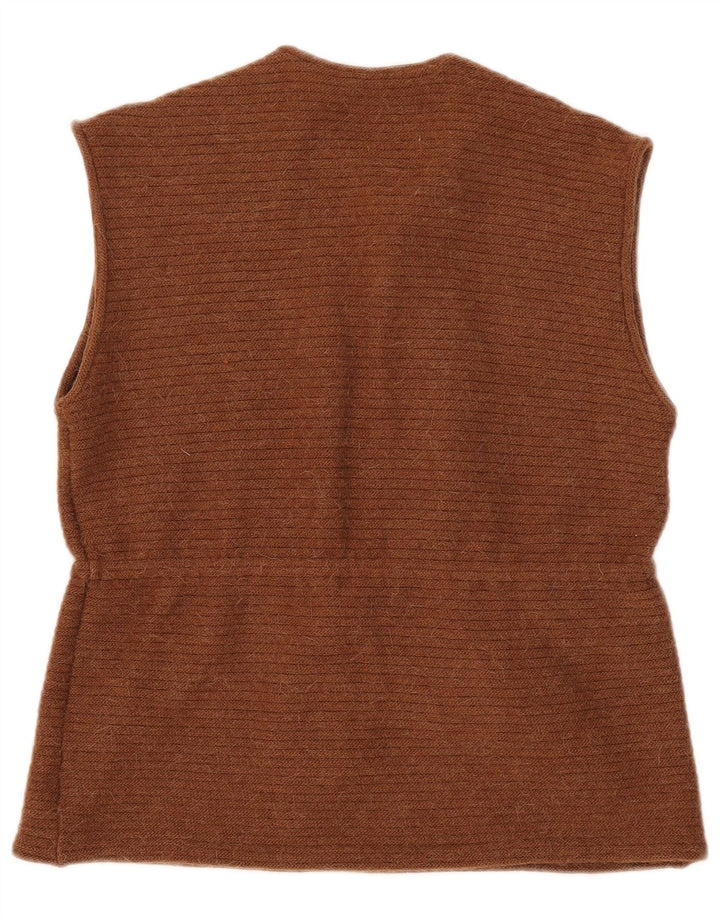 Vintage Dame Flæse Vest Tank Top UK 16 Stor Brun