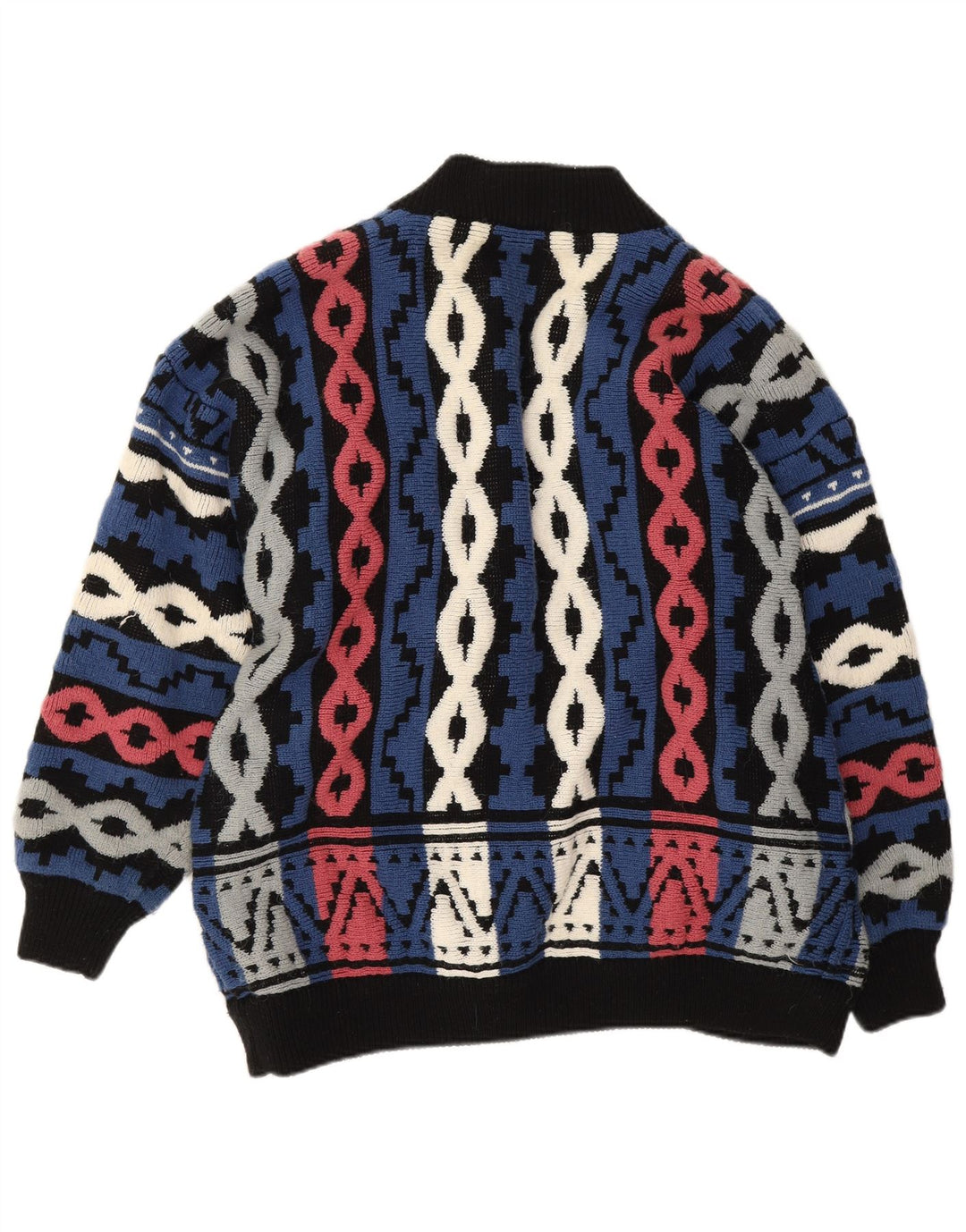 Vintage Dame Open Cardigan Sweater EU 44/46 XL Flerfarvet Geometrisk