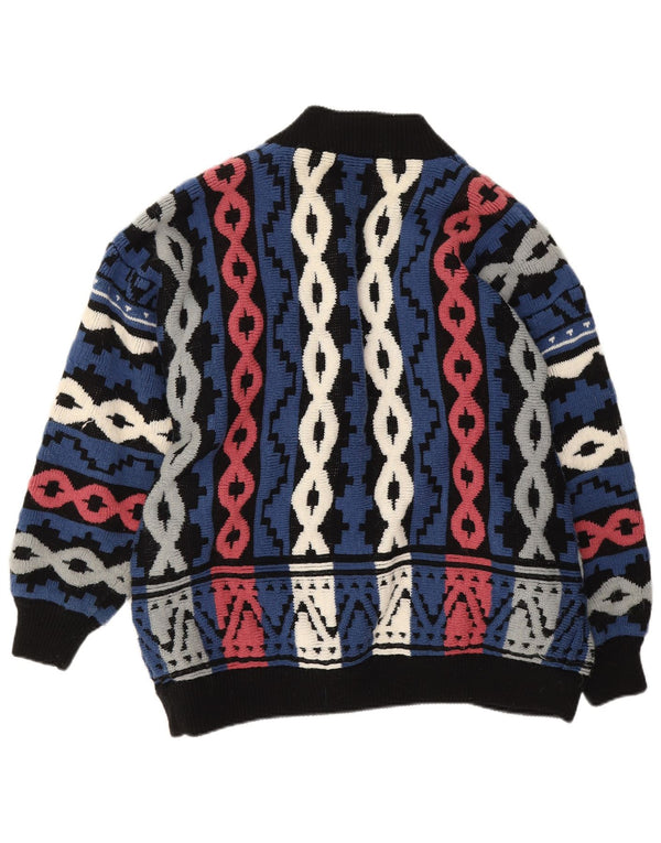 Vintage Dame Open Cardigan Sweater EU 44/46 XL Flerfarvet Geometrisk