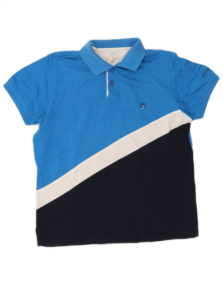 Harmont & Blaine Polo Shirt til mænd, lille blå farveblok bomuld