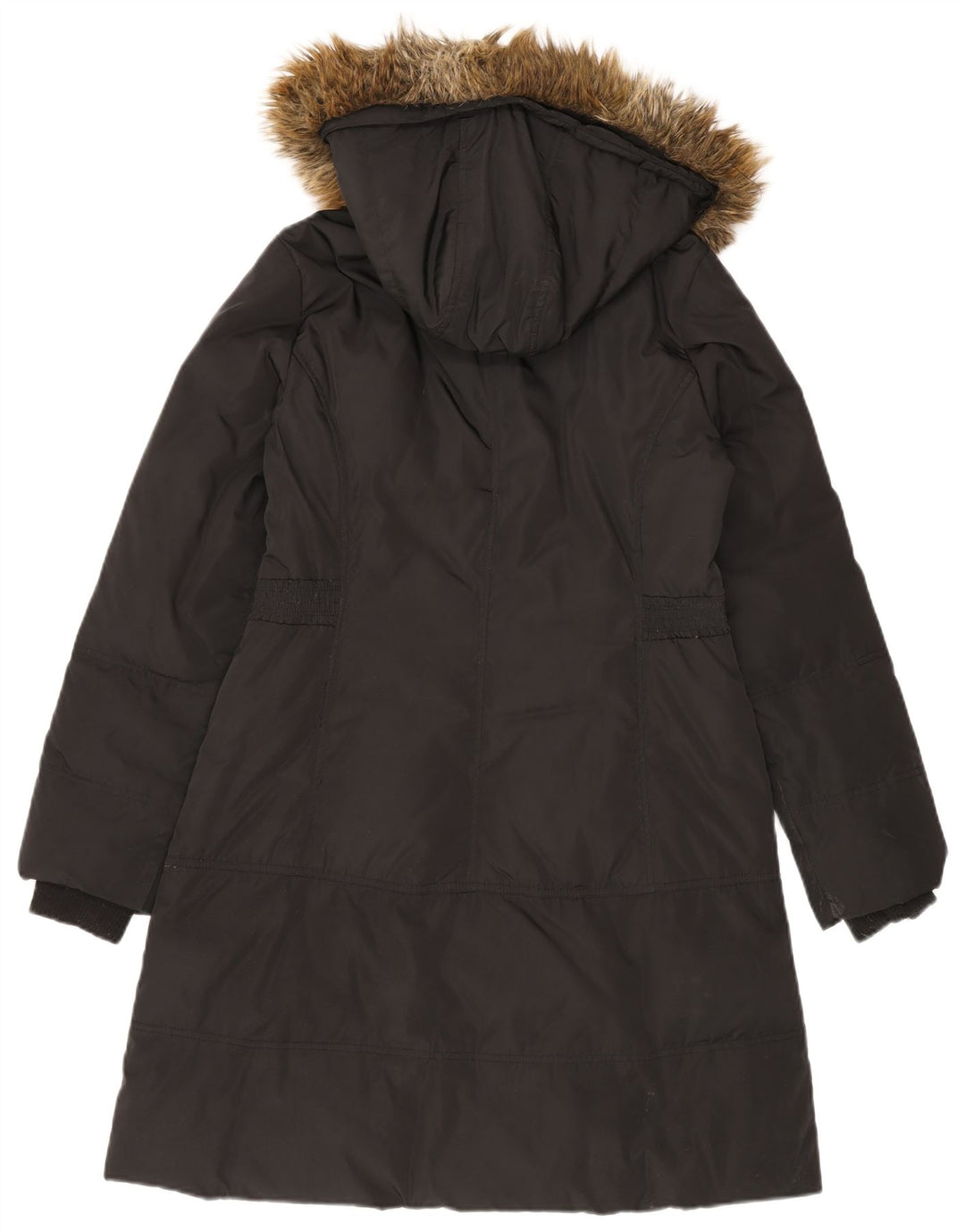Monsoon Dame Hætte Polstret Frakke UK 14 Medium Sort Polyester