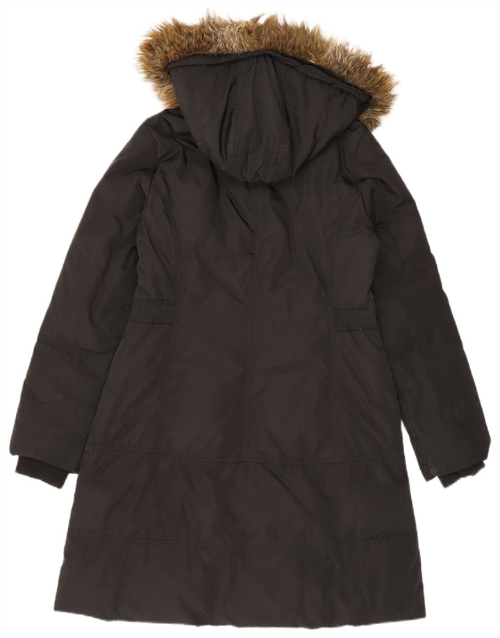 Monsoon Dame Hætte Polstret Frakke UK 14 Medium Sort Polyester