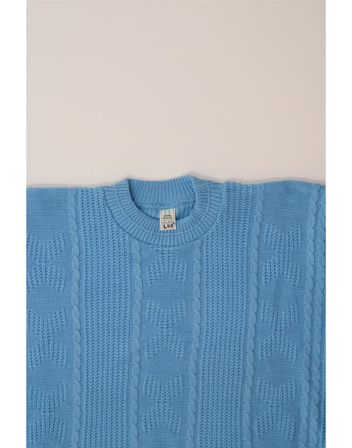 VINTAGE Womens Crew Neck Jumper Sweater IT 44/46 Large Blue Striped Vintage Vintage and Second-Hand Vintage from Messina Hembry 