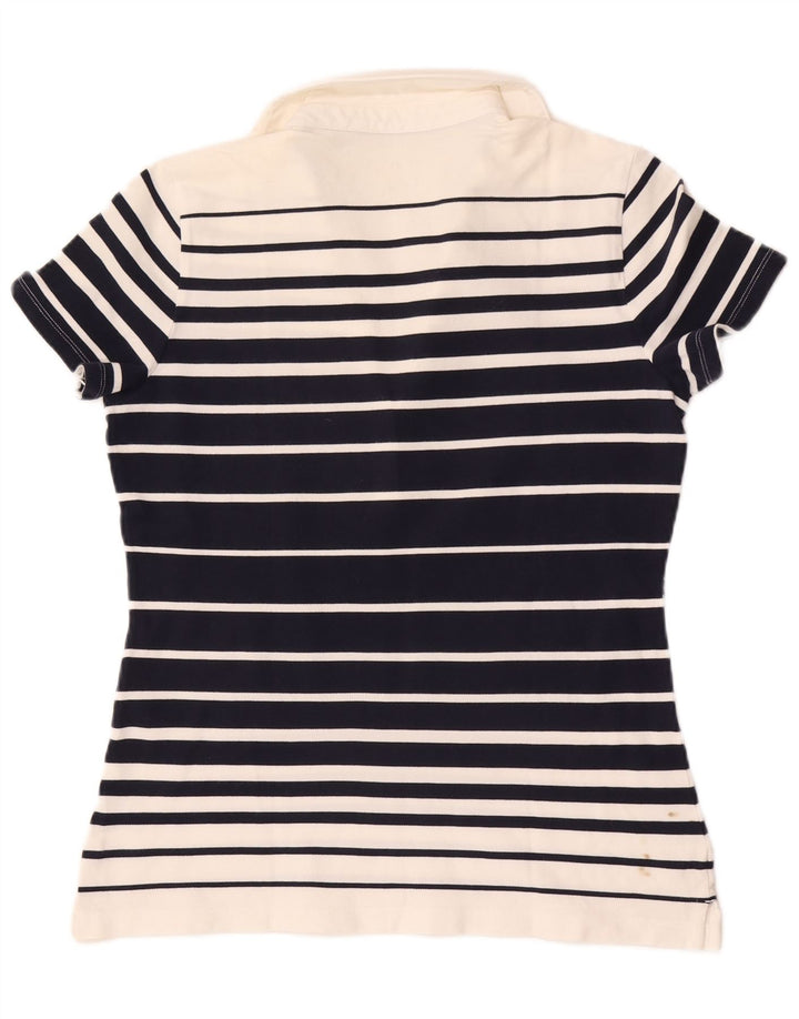 Tommy Hilfiger Dame Polo Shirt UK 14 Mellem marineblå stribet