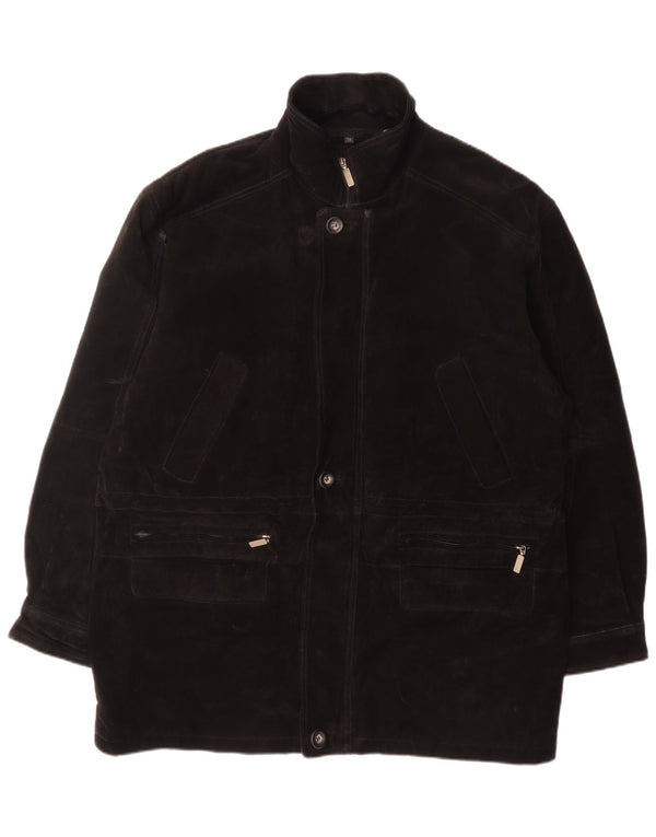 Rover&Lakes Mens Suede Overcoat IT 56 3XL Black Leather
