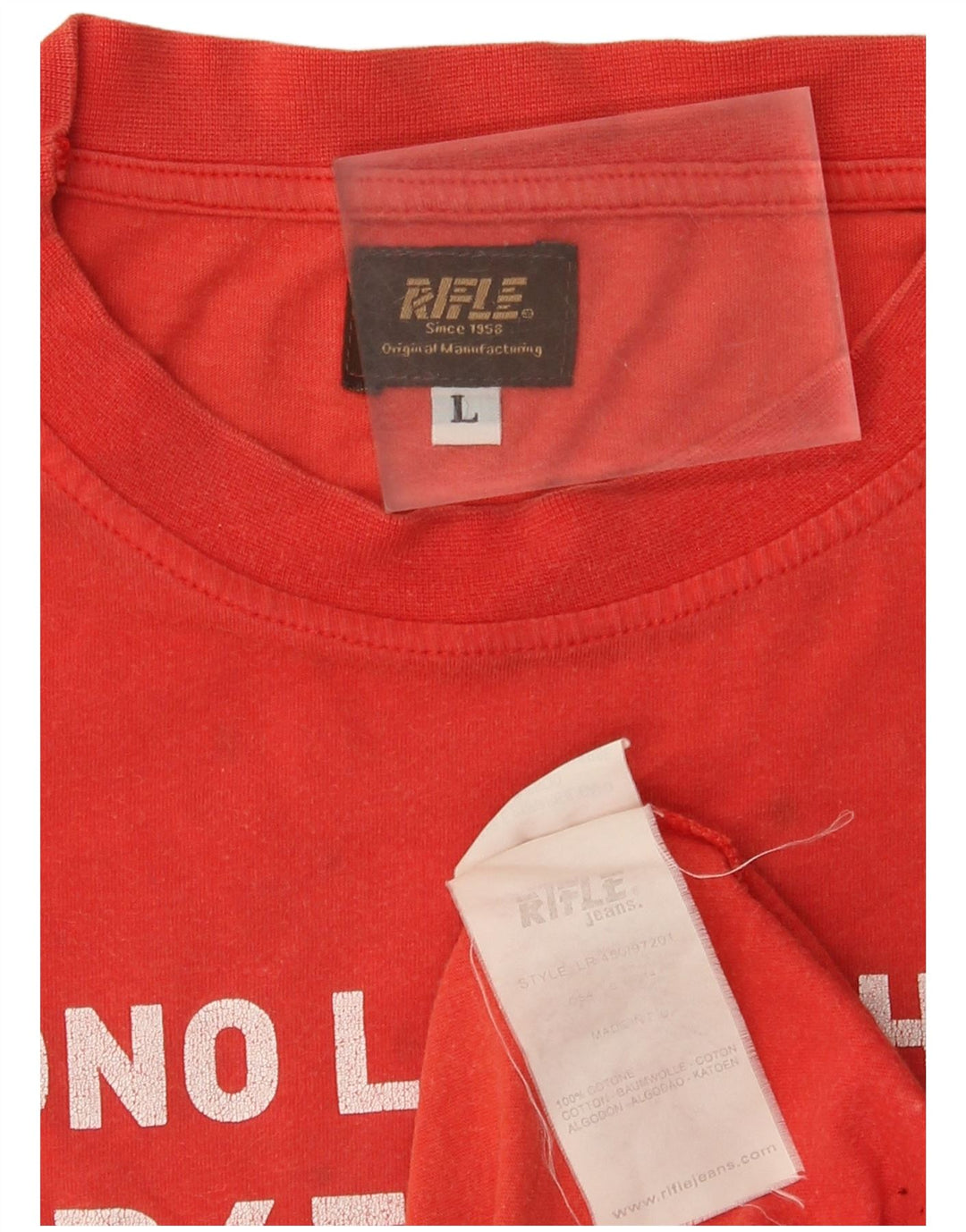 Rifle Herre Grafisk T-Shirt Top Stor Rød Bomuld