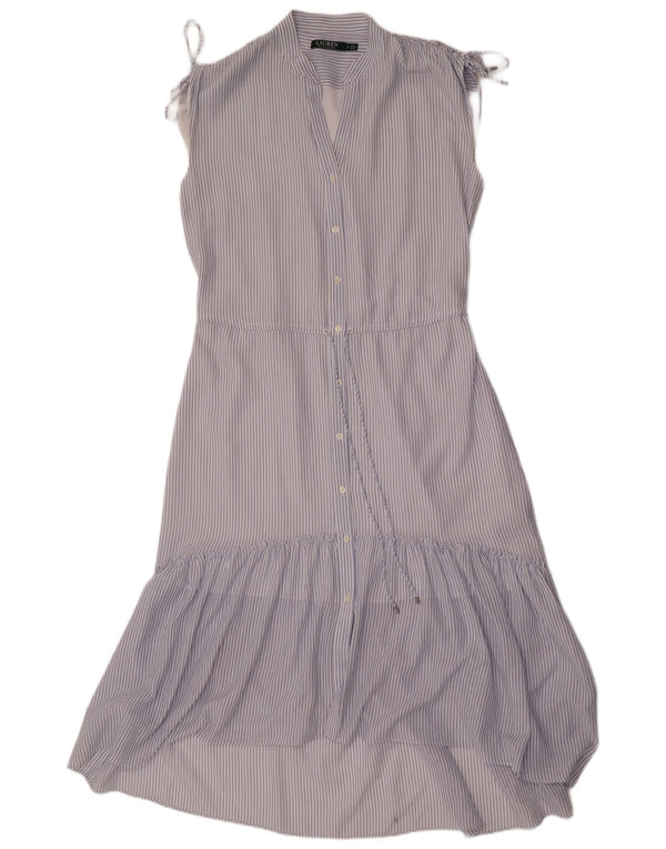 Ralph Lauren Dame ærmeløs Maxikjole US 8 Medium Blue Pinstripe
