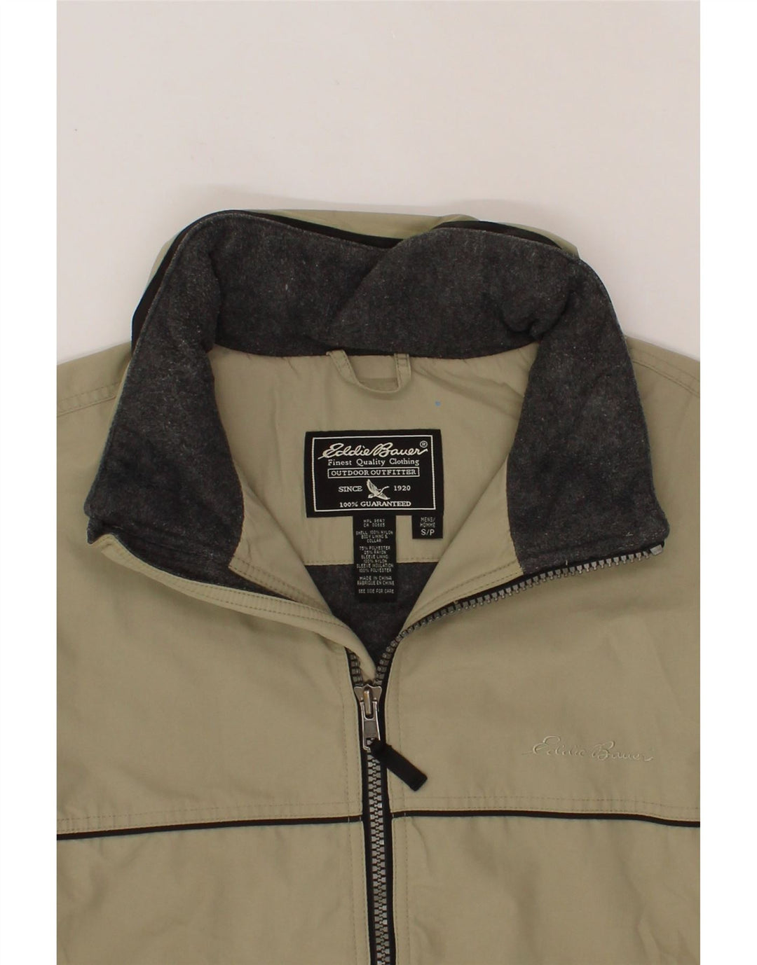 EDDIE BAUER Herre Oversized Bomber Jacket UK 36 Small Khaki Colourblock