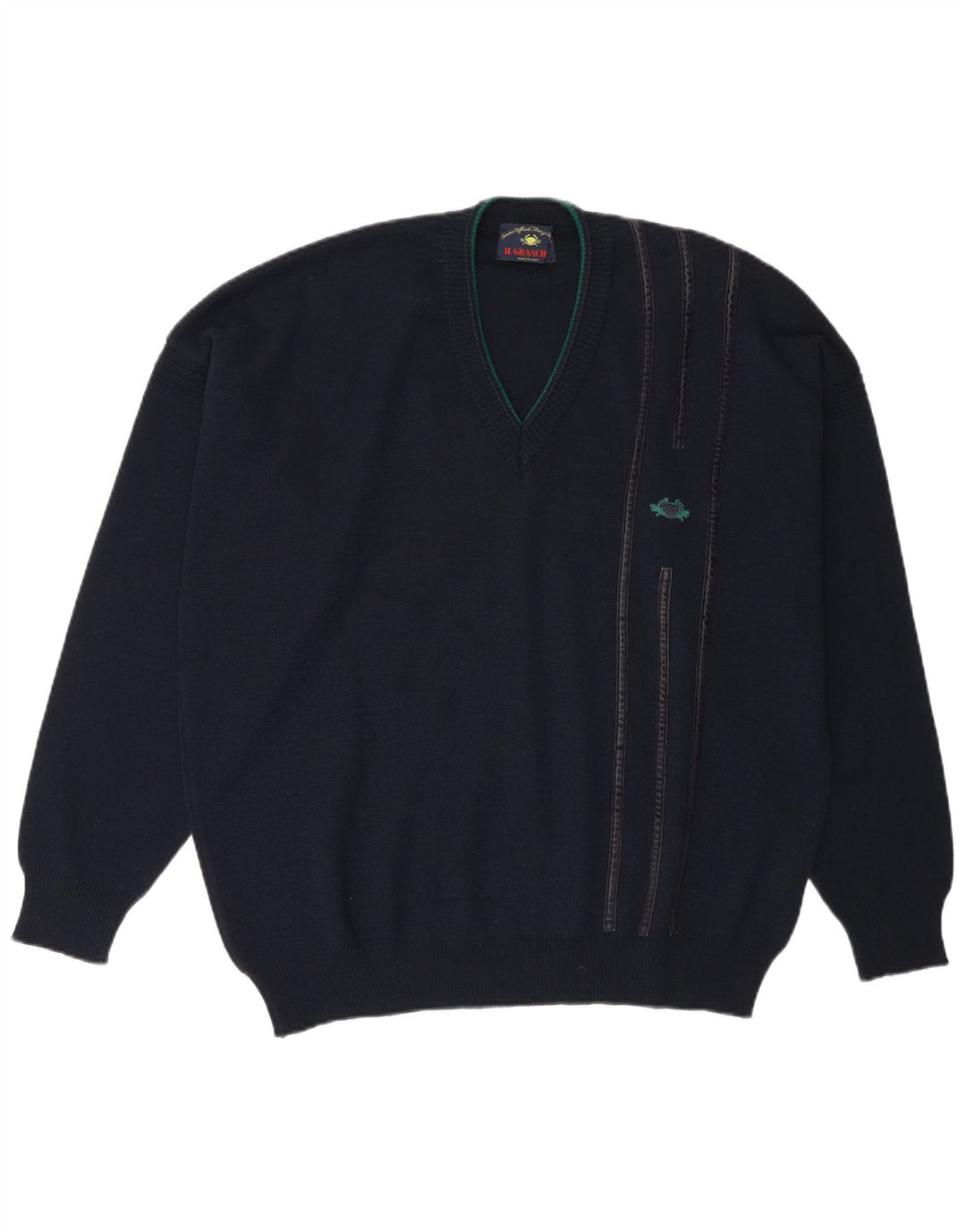 Il Granchio Herre V-hals sweater XL Marineblå Uld